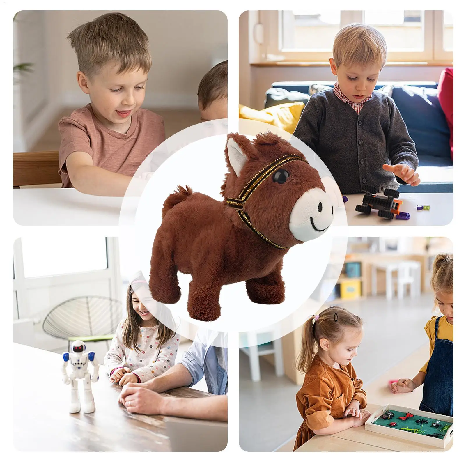 Nowa, urocza, symulacyjna, elektryczna zabawka pluszowa w kształcie konia, animowana maskotka, świetny prezent dla dzieci i dorosłych.