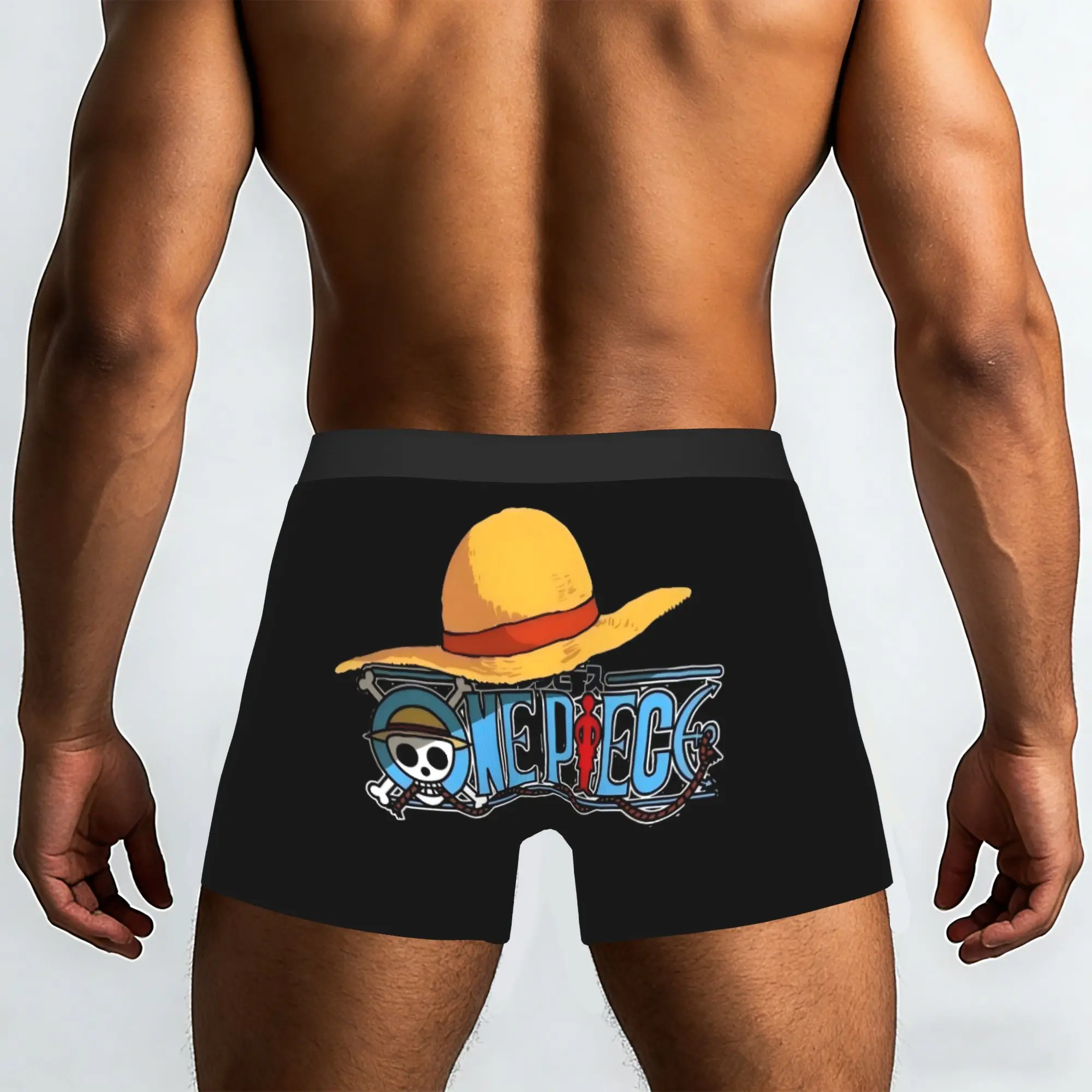 Straw Hat and One Piece Logo One Piece Underpants Breathbale Panties Man Underwear Print Shorts Boxer Briefs