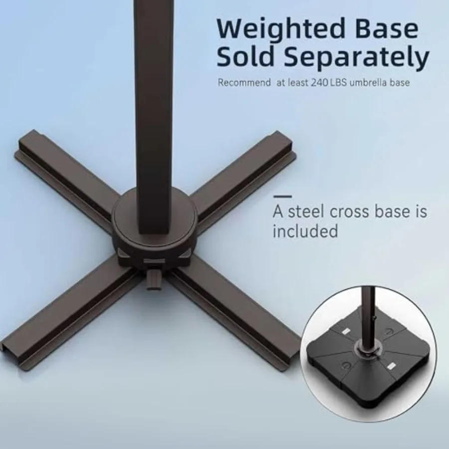 Cantilever Patio Umbrella Double Top Outdoor Umbrellas for backyard use, aluminum frame, sand color, tilt and 360-degree rotati