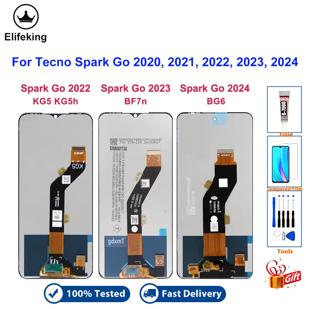 LCD For Tecno Spark 6 Go 2020 2021 2022 2023 2024/ Smart 5 X657 X657C LCD Display Touch Screen Digitizer Assesmbly Replacement