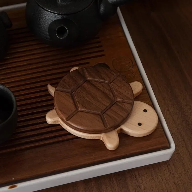 

1PC Black Walnut Solid Wood Turtle Insulation Mat Kettle Tea Coaster Tableware Anti-scald Creative Cute Shape Table Ornaments