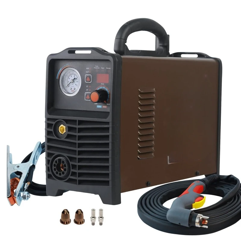 Non-Touch Pilot Arc Digital Plasma Cutter, Dual Voltage 110V/220V, 3/4 inch 19mm Clean Cut, Brown