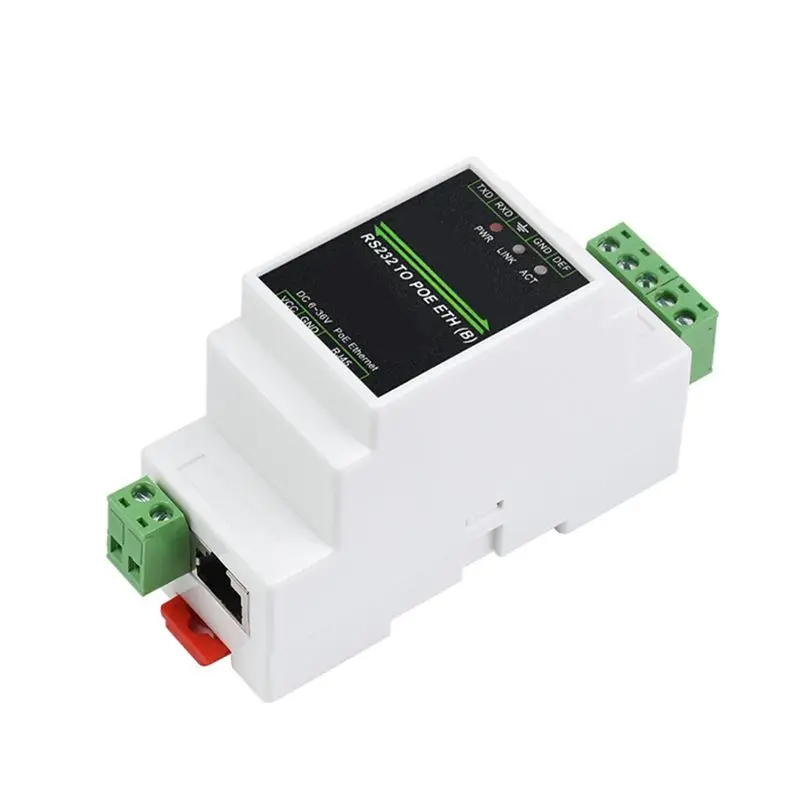 A64Z Industrial RS232 Serial To Ethernet Server RJ45 TCP/IP Converter Rail-Mount POE Conversion Module