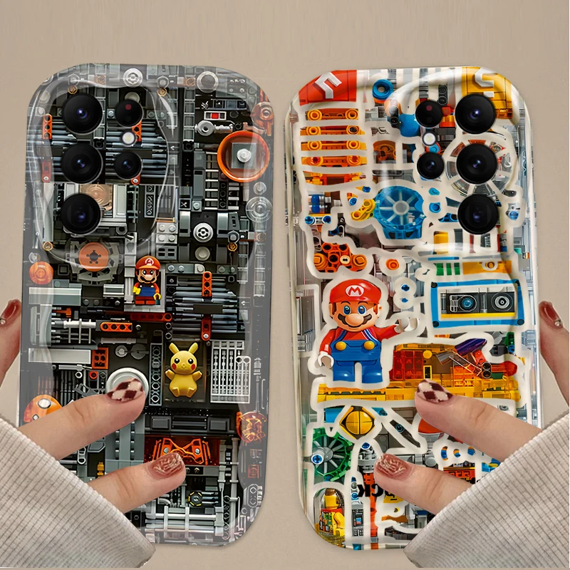 Building Blocks M-Marios Wave Case For Samsung Galaxy S24 Ultra S23 S22 Plus S21 S20 FE A25 A55 A35 A15 A16 A05 A05S A06 Cover