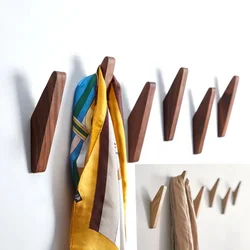 Wooden Clothes Hanger Wall Mounted Coat Hook Natural Wood Decorative Key Holder Hat Scarf Handbag Storage Hanger Bathroom Rack