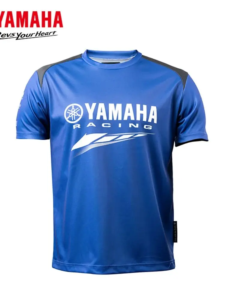 AliExpress Yamaha cycling T-shirts, crew neck short-sleeved, quick-drying, sweat-wicking motorcycle racing tops for summer 2025.