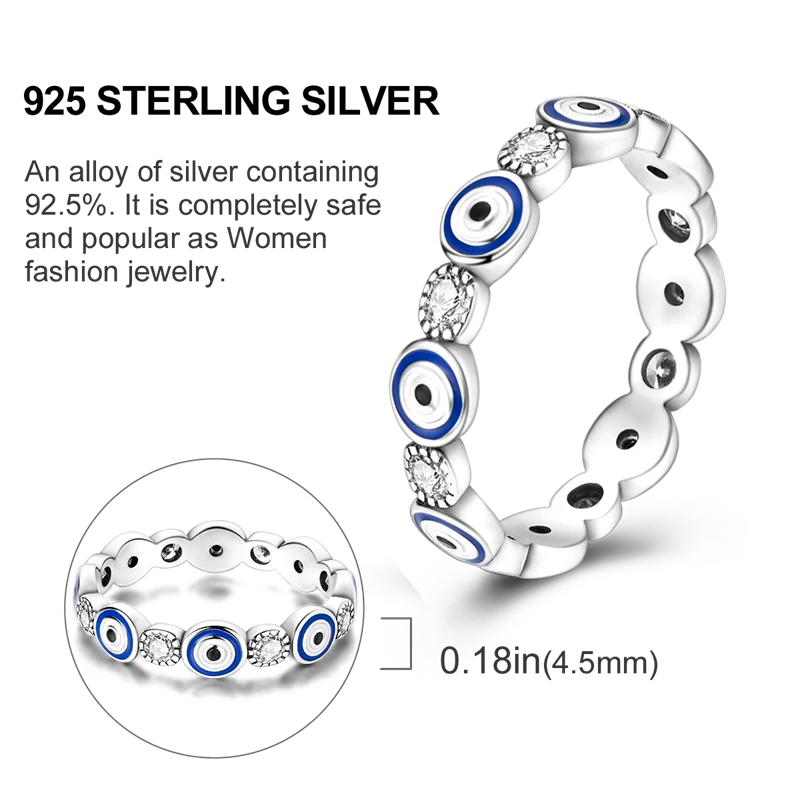 Women's 925 Sterling Silver Devil's Eye Engagement Ring
