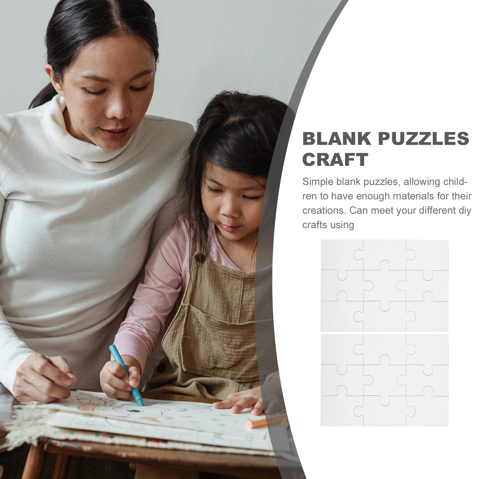 

10 Sheets Blank Puzzles DIY Drawing Wooden Paper Craft Large Board for Kids Creativity Hand-Eye Coordination Activities