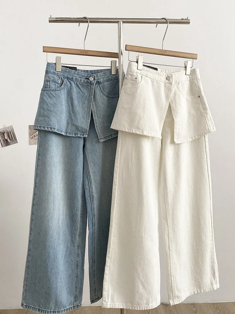 

Spring 2026 High Waist Wide Leg Jeans Women's Fashion Casual Loose Slimming Long Pants Polyester Fiber Button Closure C...