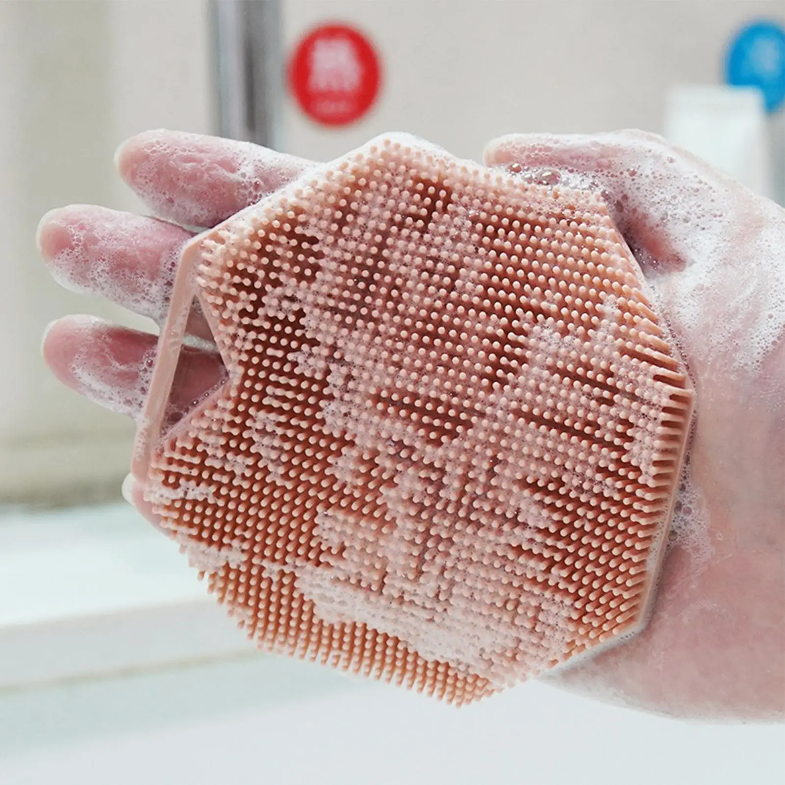 Silicone Body Scrubber Handheld Octagonal Soft Skin Exfoliating Scrubber Multi-Purpose Face Wash Brush For Women Men Travel