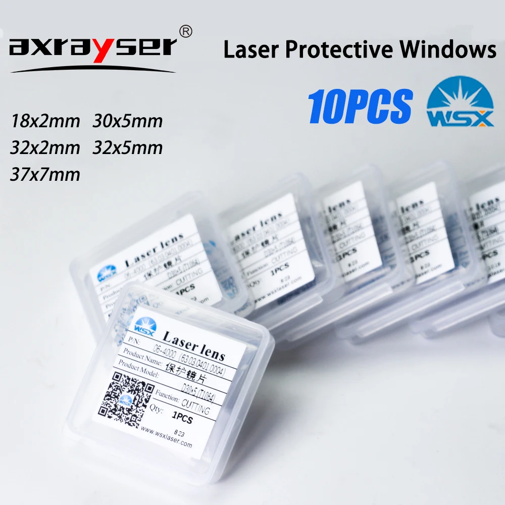 

Original 10PCS WSX Fiber Laser Lens Protective Windows 4KW 1064nm JGS1 Fused Silica Optical 18x2 20x2 For Fiber Cutting Head