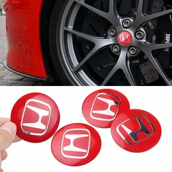 Roda do carro Centro Tampa Hub Cap Adesivos, Acessórios para Honda INSPIRE VTEC DOHC Módulo Vezel CIVIC Mugen RR Si, 56mm 60mm, 4pcs