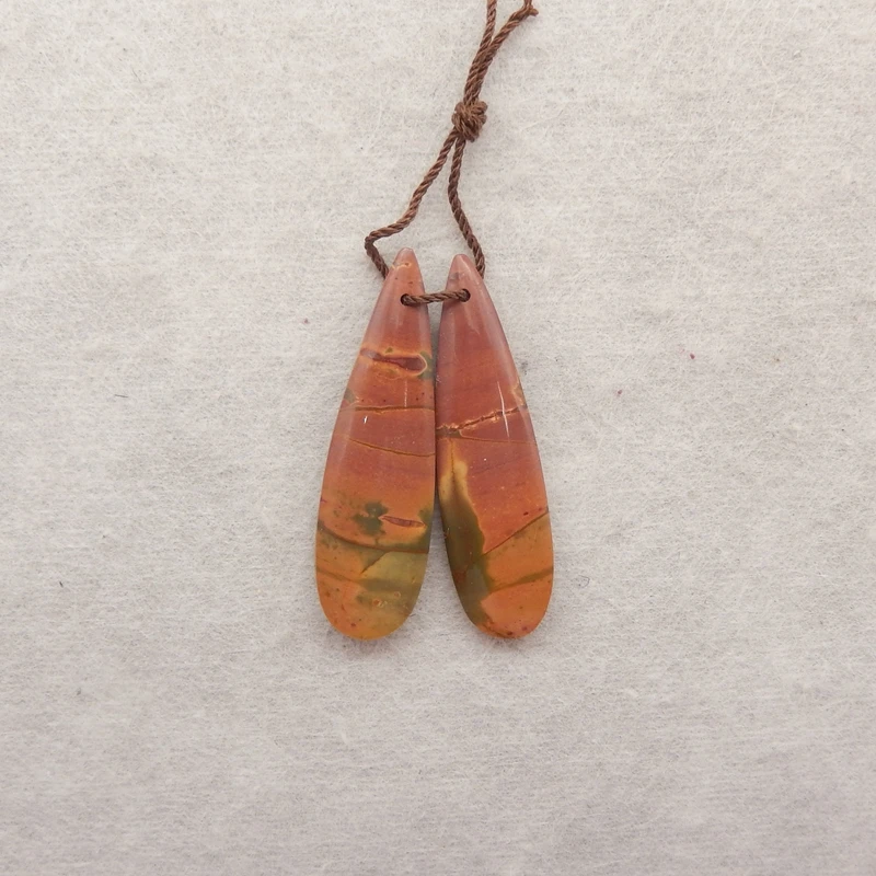 

Multi-Color Picasso Jasper Teardrop Earring Beads Natural Stone Jewelry Set for Women 36x10x4mm 4.7g