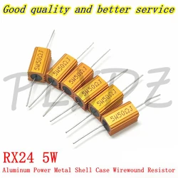 10PCS 5W Aluminum Power Metal Shell Case Wirewound Resistor 0.1 ~ 15K 0.5 1 2 5 6 8 10 50 100 200 300 1K 10K ohm RX24 Resistance
