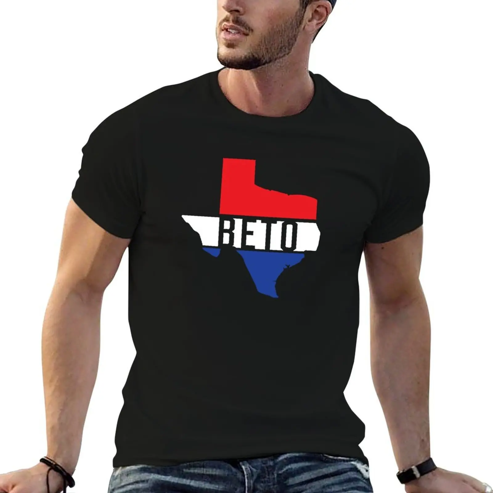 Beto Texas Red White Blue Patriotic T-Shirt boys animal print cotton man t-shirts Men's cotton t-shirt