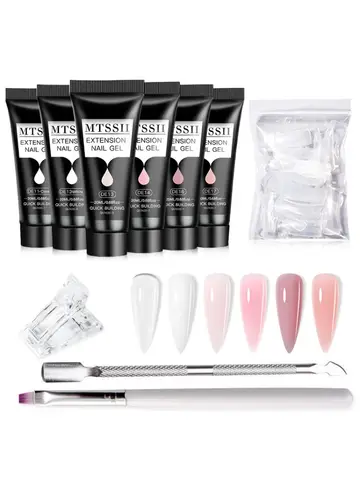 5PCS/Set 20ml Poly Nail Extension Gel Set Soak Off UV LED Acrylic Crystal White Clear Nude Pink Gel Nail UV Construction Gel Kit