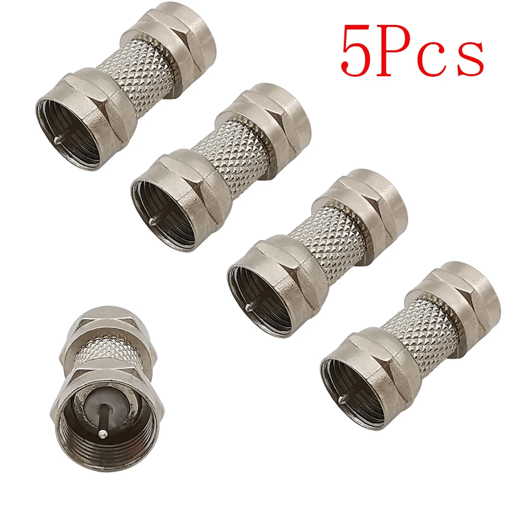 5 Pcs/lot Zinc Alloy Nickel-Plated F-Type Male to Male Plug RF Coaxial TV Antenna Connector TV Aerial Female RF Adapters