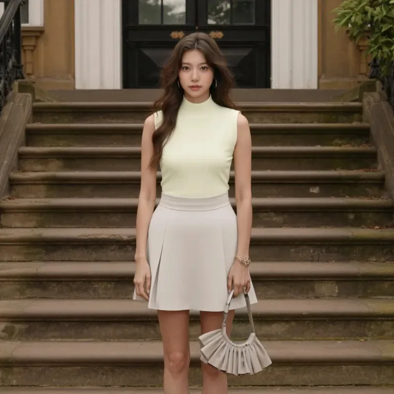 

Korean Fashion Ladies Tops Spring New Summer Women Tops Casual Clothes Sleeveless Solid Women Blouse Knit Elastic Blusas 8623 50