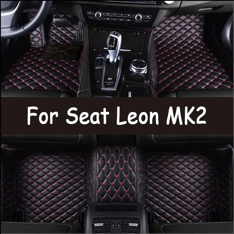 

Custom Auto Luxury Leather Car Floor Mat For Seat Leon MK2 2006 2007 2008 2009 Car Mat Full Set Women Waterproof Accessories 052
