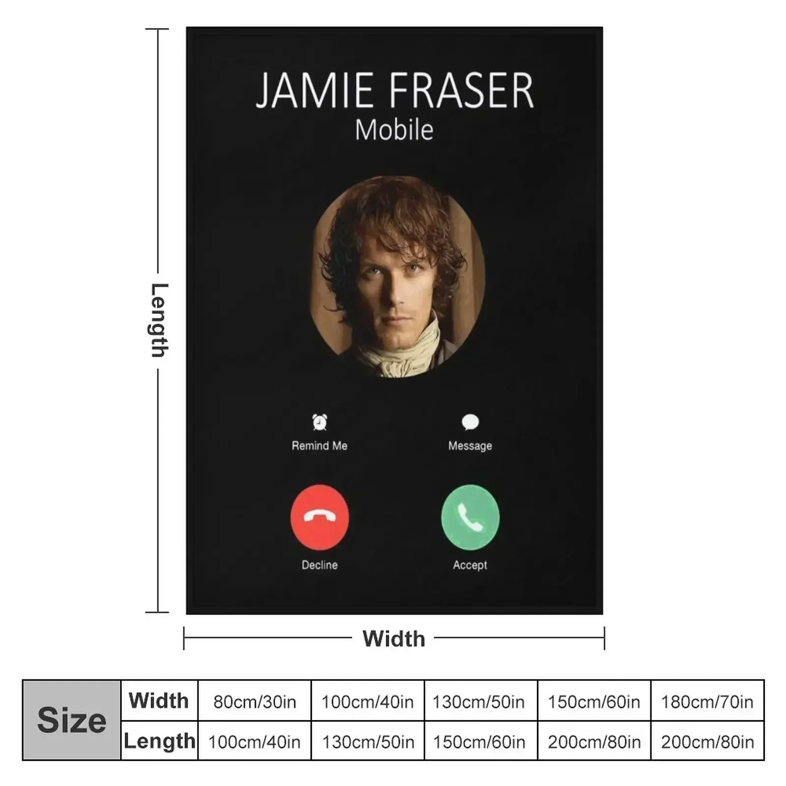 Gifts For Men Jamie Fraser Calling Cute Gift Throw Blanket Loose halloween for babies Moving For Sofa Thin Camping Blankets