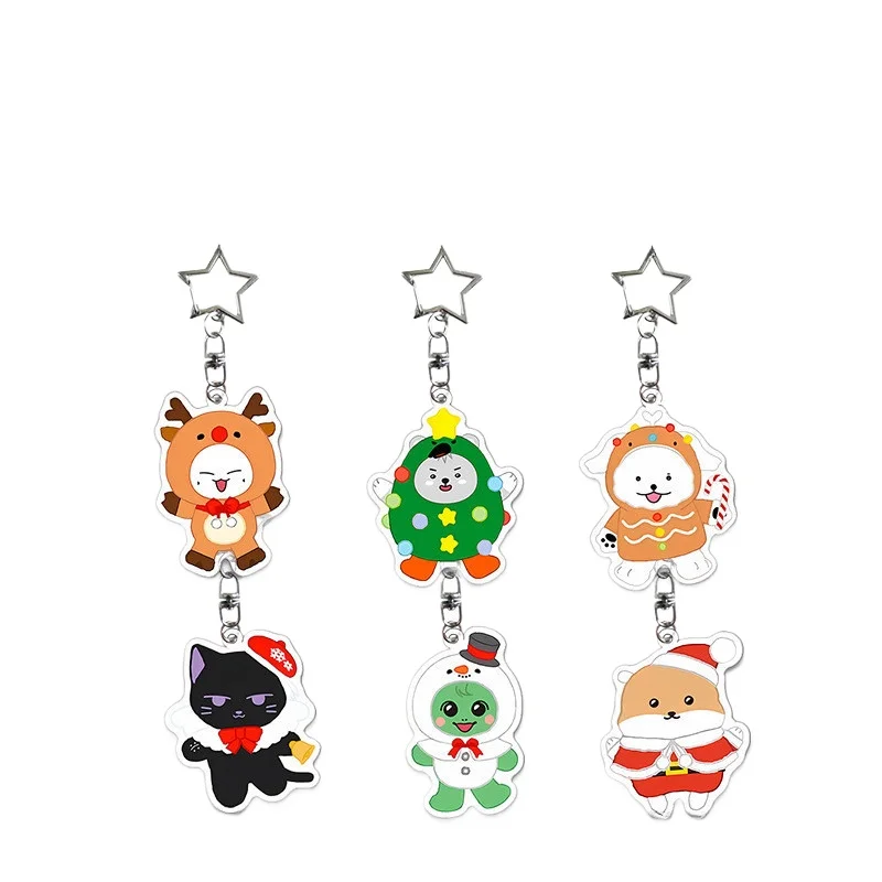 

5CM Christmas New Kpop Korean Monst Shownu Cartoon Acrylic Key Chain Lovely Keyring Figure Hanging Accessories Keychain