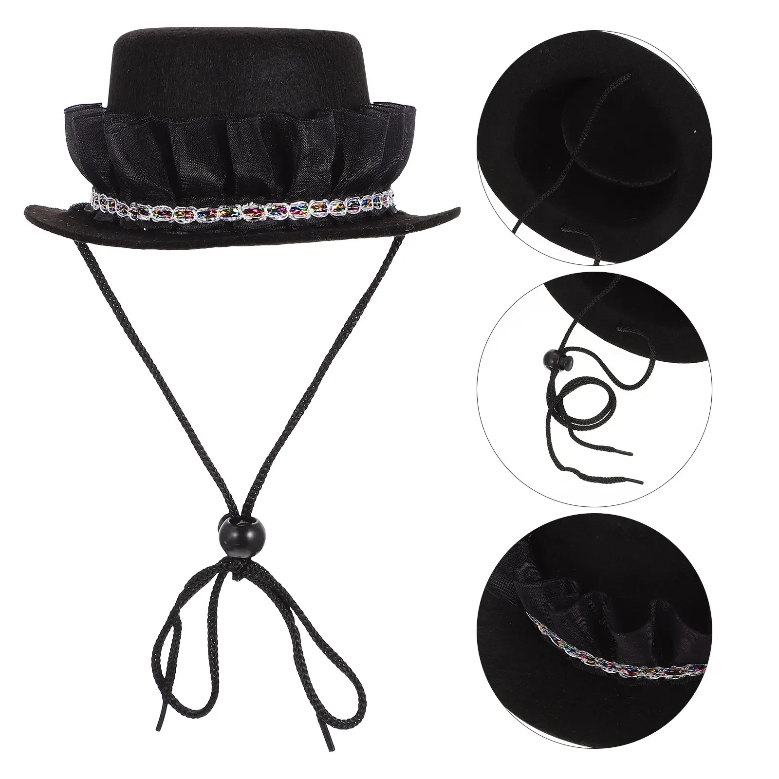 Portable Dog Cat Hat Bowler Pet Accessory Adjustable Decorative Small Puppy Kitten Wear Resistant Long Use Parties Carnival