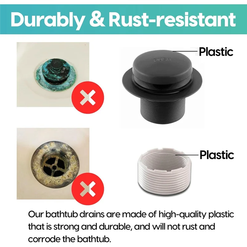 

Черный сливной комплект для ванны с переливом, слив для ванны с наконечником и крышкой для перелива с двумя отверстиями, универсальный Fit-AA70