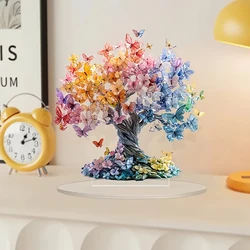Colorful Tree Of Life Acrylic Ornaments with Butterfly Room Decoration Aesthetics,Study Decorations,Gifts for Friends and Family