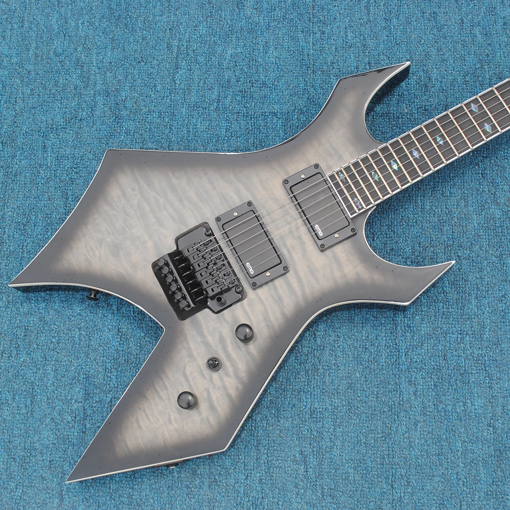 In stock B.O.C.RICH gray Flame Maple Top shaped electric guitar, active pickup, need more pictures Contact seller, fast shippin
