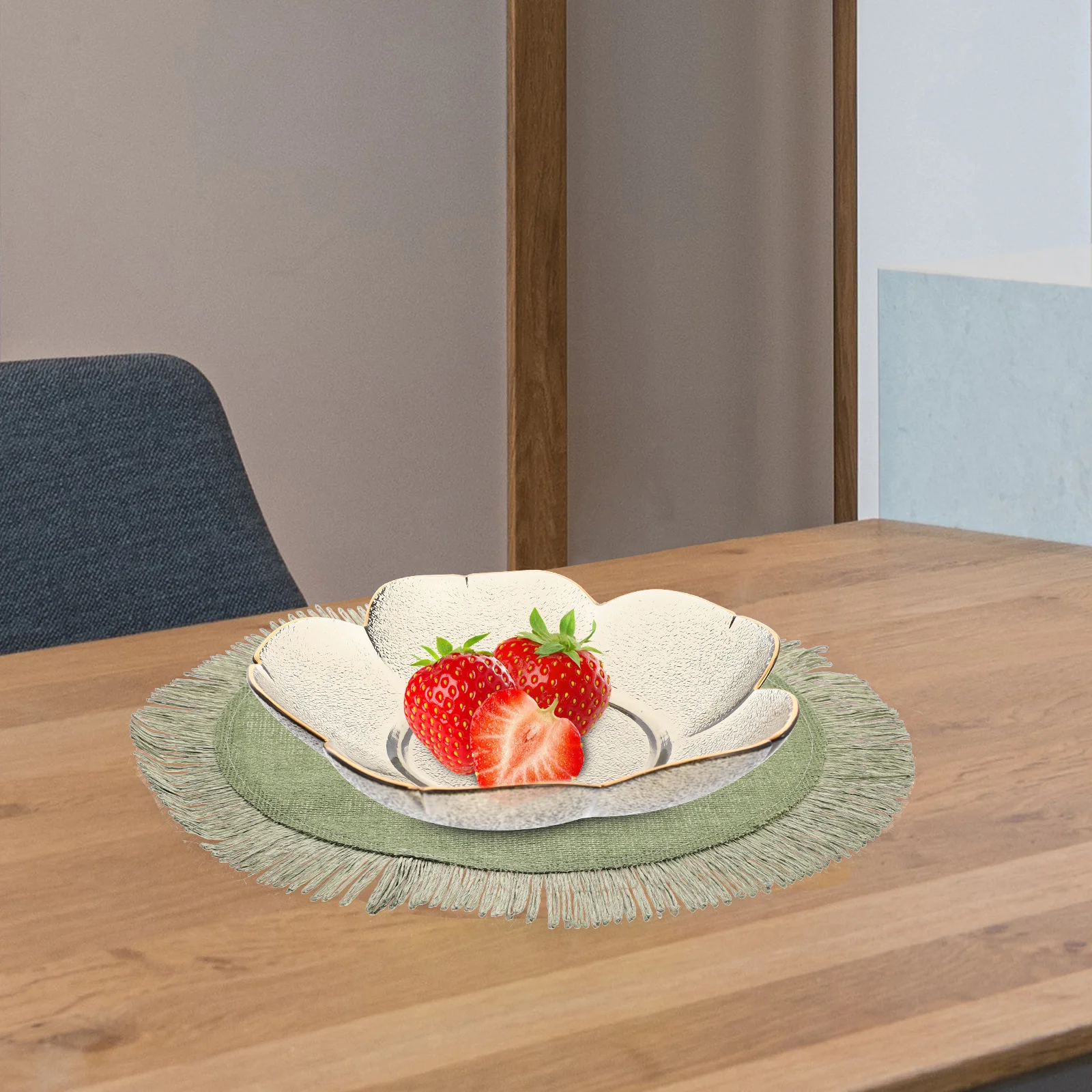 

2Pcs Woven Placemat Set Heat Insulation Dining Table Protection Unique Modern Design Home Cafe Restaurant Decor