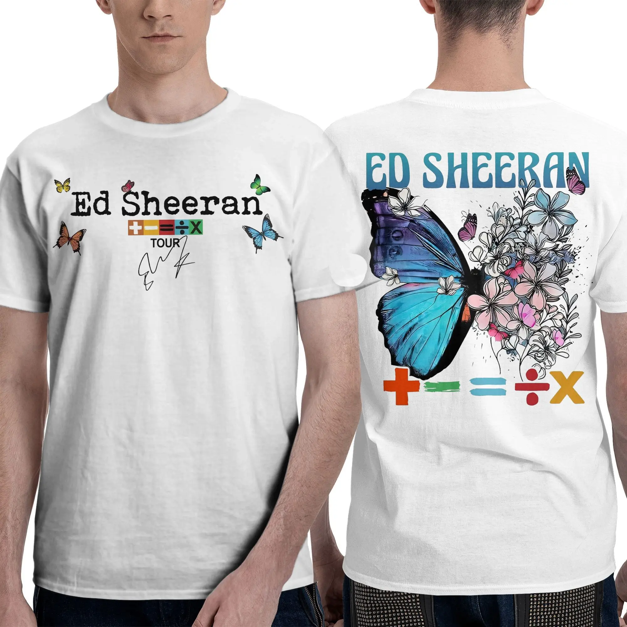 

Уникальный альбом Ed Butterfly Logo Sheeraned Tour Музыкальная футболка с бабочкой Мужская и женская хлопковая футболка Классическая одежда
