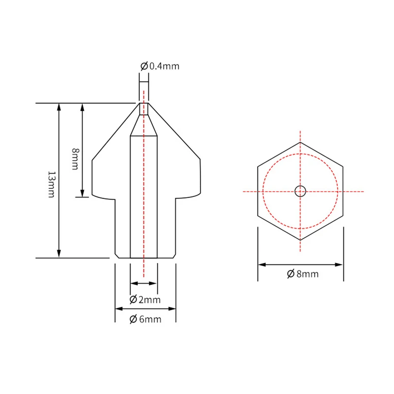 3D Printer Parts MK8 Nozzle Brass Teflon Coated 0.4mm For 1.75MM Supplies CR10 CR10S Ender-3 3D Printer Extruder Head Nozzle MK8