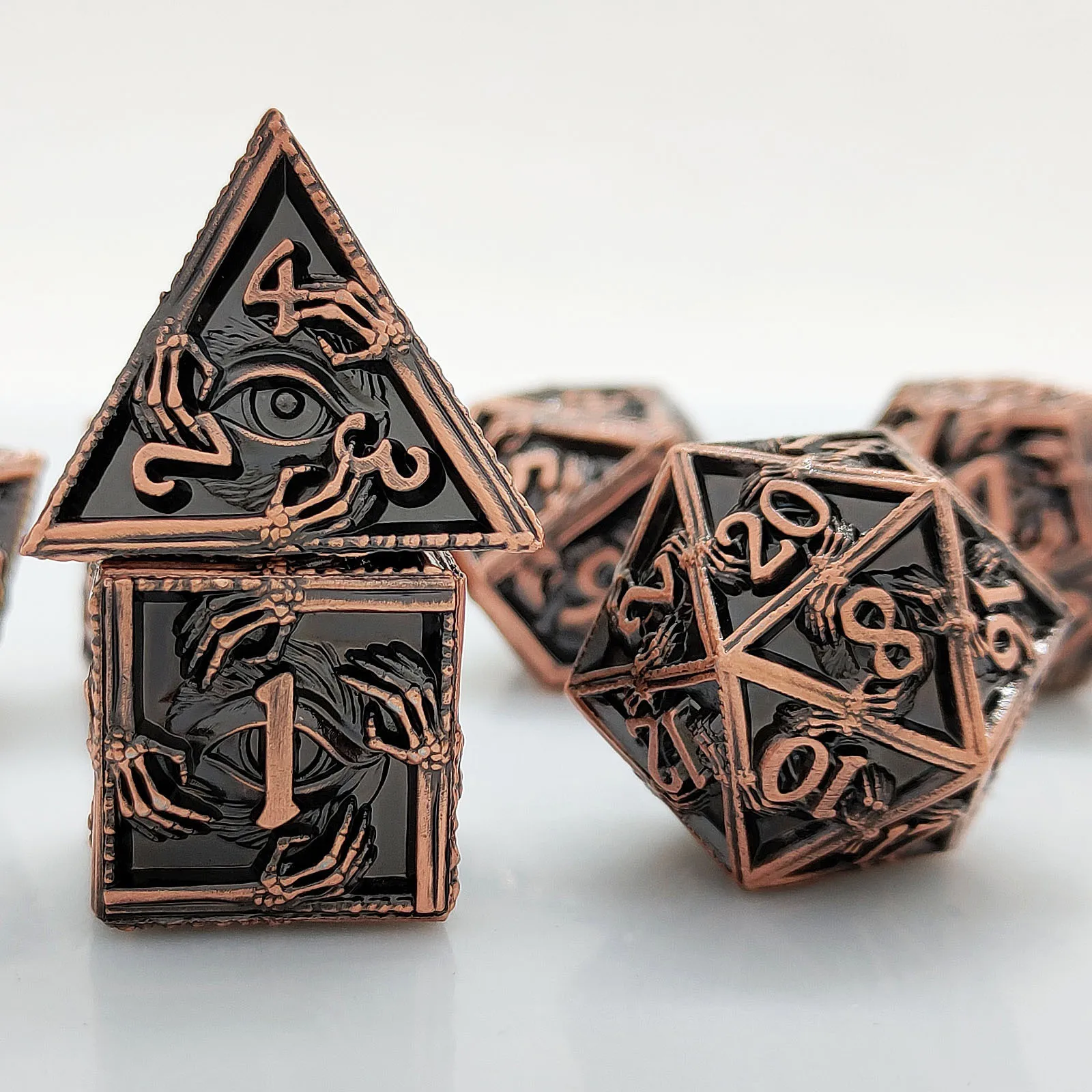 Boardgame 7 Piece Polyhedral Role Playing RPG D And D Metal Dice D20 D12 D10 D8 D6 D4 Dungeons Dragons DND Husband Sets Gift