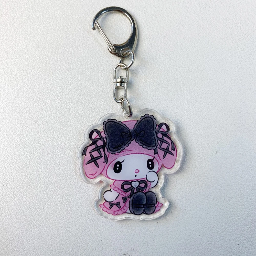 Sanrio Kawaii Kuromis Melodys Gothic Dark Style Keychain Accessories Couple Cartoon Acrylic Pendant Backpack Decoration Kdis Toy image 5