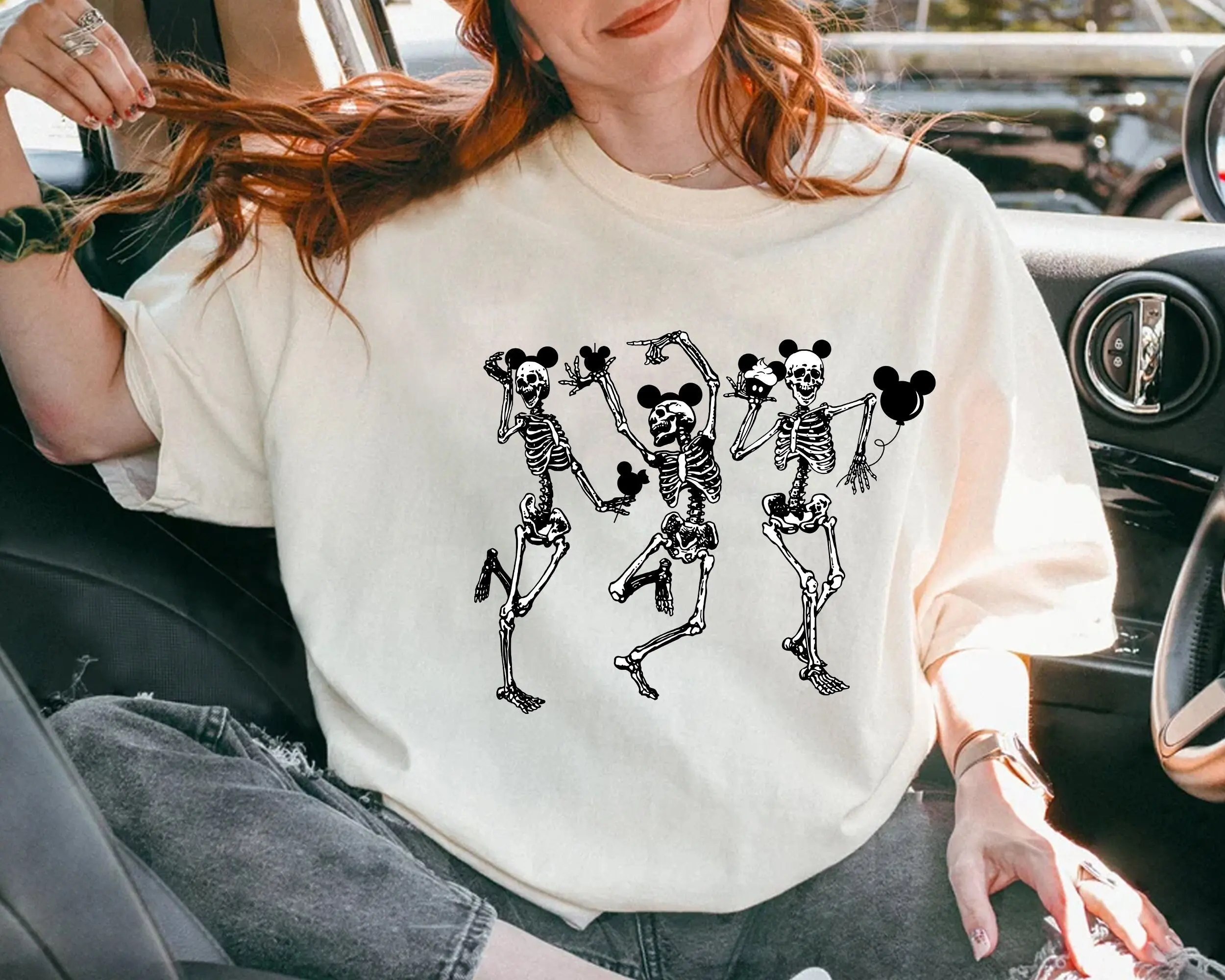 춤추는 해골 무서운 시즌 할로윈 티셔츠 할로윈 해골 티 디즈니랜드 할로윈 가족 맞춤 티셔츠