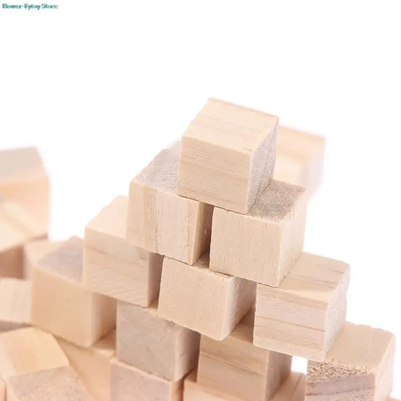 100 Stuks Mini Onafgewerkte Blanco Diy Houten Vierkante Blokken 1Cm Hout Massief Blokjes Voor Houtwerk Ambacht Kinderen Speelgoed Puzzel Maken Materiaal