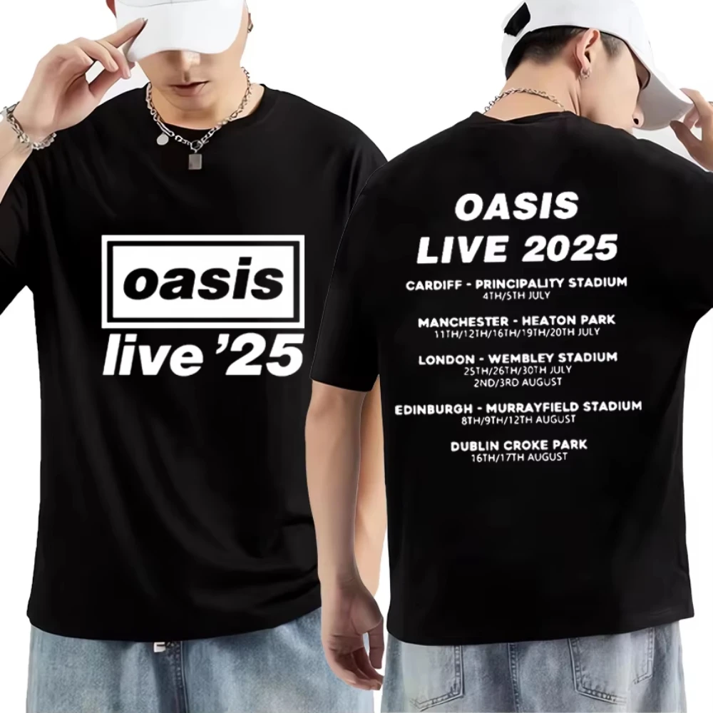 OASIS Live 25 Tour 2025, heiße Grafik-T-Shirt für Herren und Damen, lässiges Baumwoll-T-Shirt, Kleidung, Hip-Hop, Streetwear, kurzärmelig, Fans-Geschenk