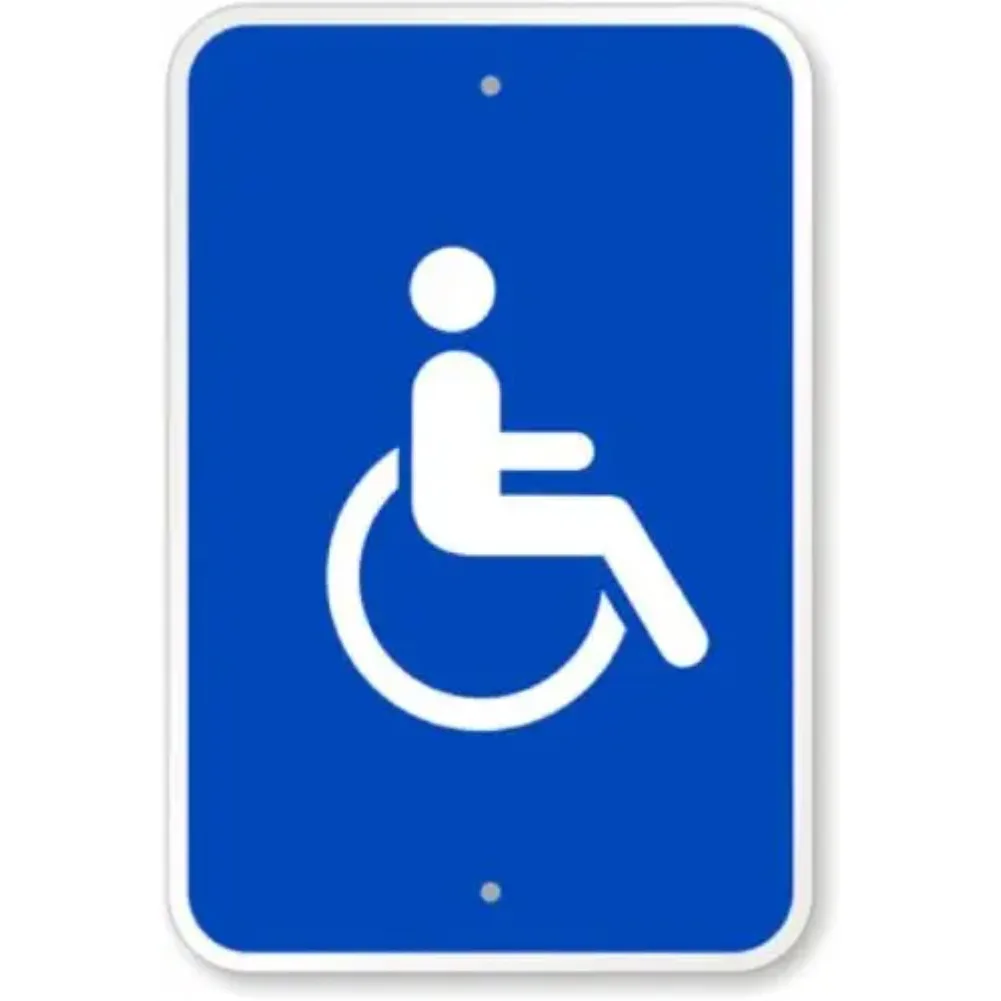 Vintage Aluminium Blue Wheelchair Accessible Tin Sign, Standard Disabled Symbol Wall Decor for Mall & Hotel Home