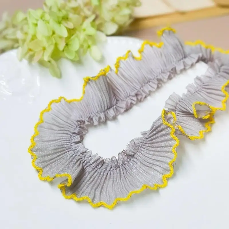 652F 5Meter Ruffle Lace Trim Dog Teeth Lace Trimming For Fashion Craftings