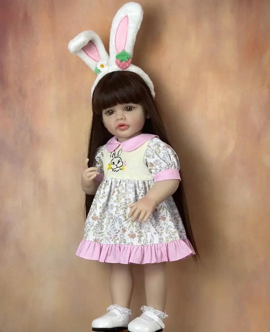 Bz人形-生まれ変わった赤ちゃんの女の子の人形のおもちゃ,フルソフトシリコンボディ,リアルなプリンセス,幼児のアート,子供のための誕生日プレゼント,55 cm