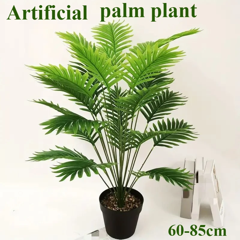 

60-85cm Artificial Palm Trees 12/18/24 Large Palm-Leaf Artificial Plants for Indoor and Outdoor Home Bonsai Garden Decoration