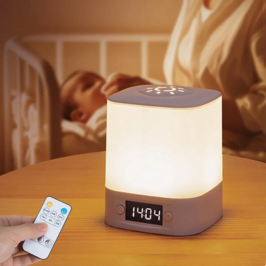 

Touch Dimmable LED Night Lamp with Remote Clock Time Display or not Eye Protection Reading Lamp Bedside Night Light Rechargeable
