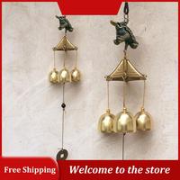 Metal Copper Wind Chime Pendant Door Decoration Alloy Bell Feng Shui Pendant Town House Lucky Cat Money Shop Doorbell