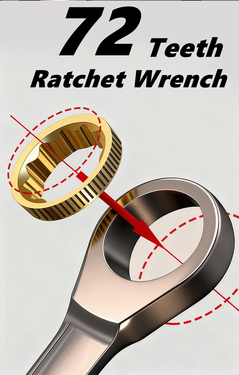 6-22mm Key Wrench Flexible Golden Ratchet Wrenches Torque Universal Spanners for Car Motorcycle Repair Tools Metric Hand Tool - view 5