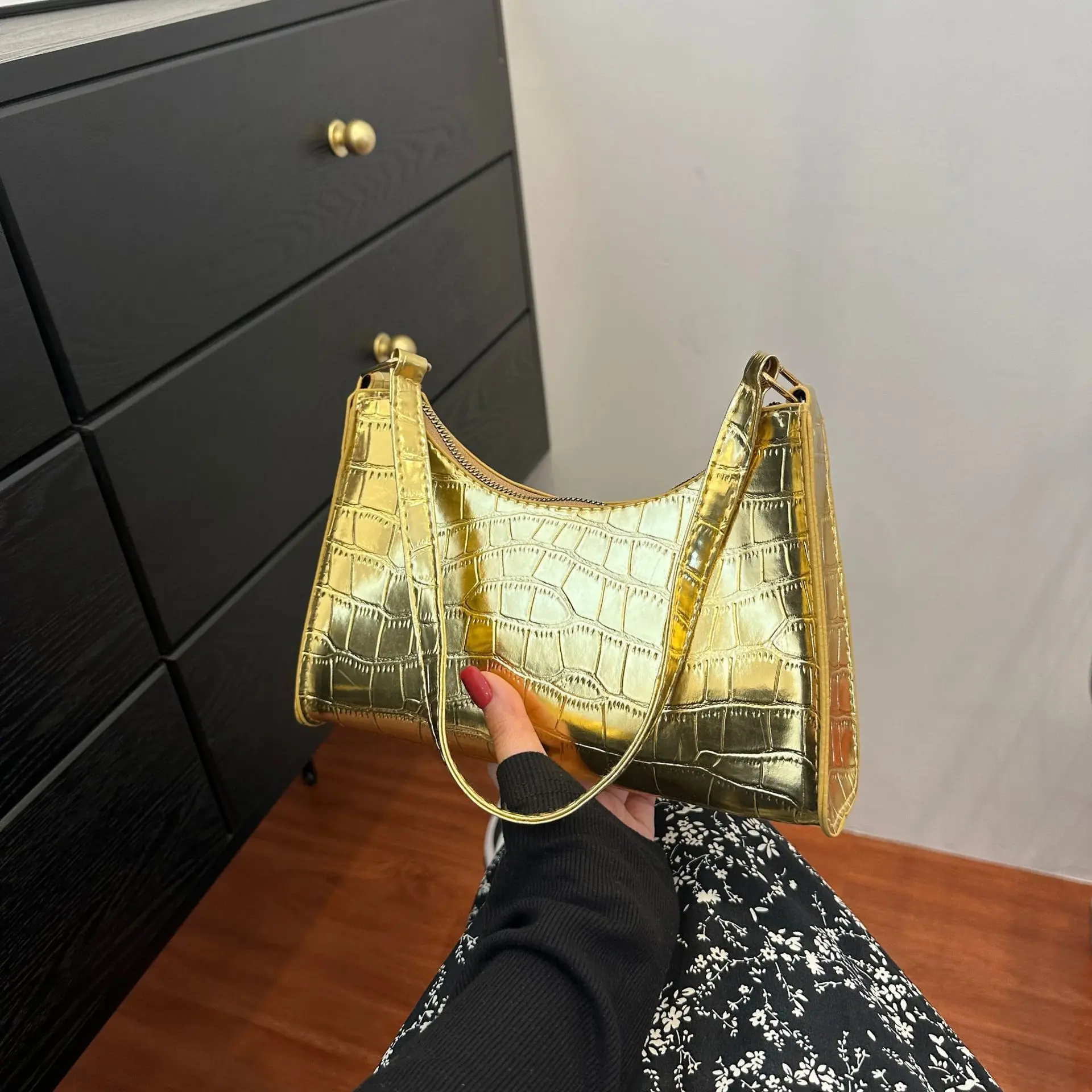 Moda sacos de couro do plutônio para as mulheres jacaré padrão axila bolsa feminina pequena axilas saco do mensageiro bolsa ombro bolsas
