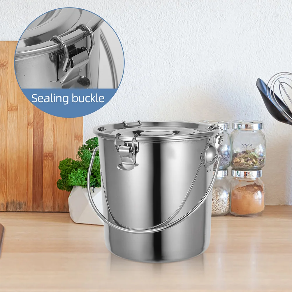 

Sealed Storage Bucket Stainless Steel Large Capacity For Water Rice Oil Milk Portable Airtight Container Home Camping Kitchen