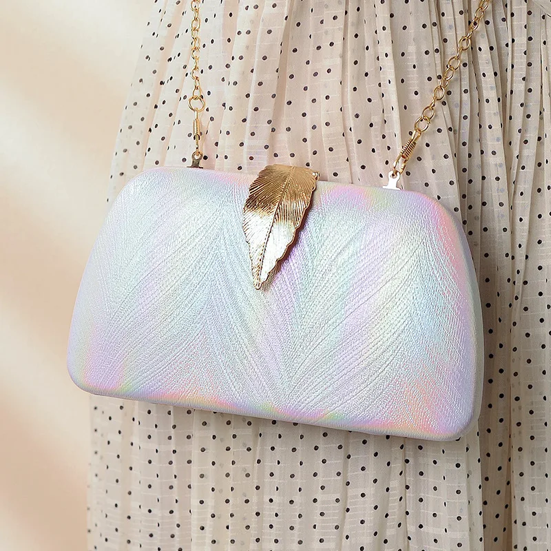 

Korean Style Fashion Creative Leaf Evening Bag for Women, Detachable Chain Gradient New Handheld Party Bag