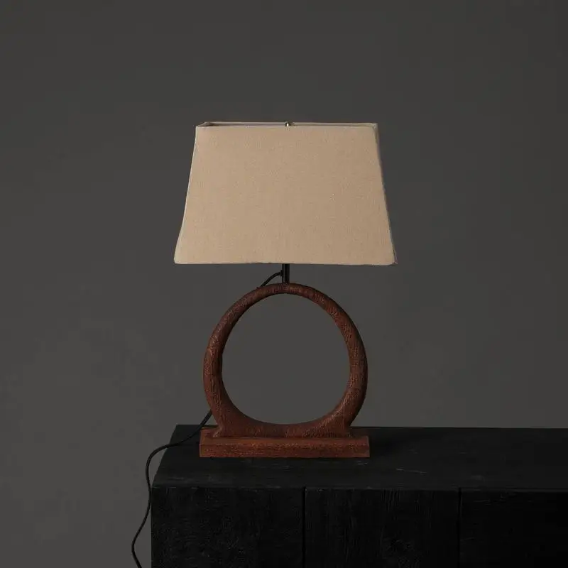 مصباح طاولة مزخرف بقاعدة خشبية لديكور المنزل وغرفة المعيشة وغرفة النوم، مقاس 15 × 10 × 21 بوصة #3