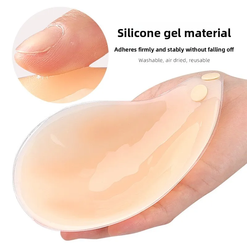 Adjustable Silicone Bra Without Shoulder Straps Gathered Upper Support Anti Light Front Buckle Adjustable Sticker Soft Seamless