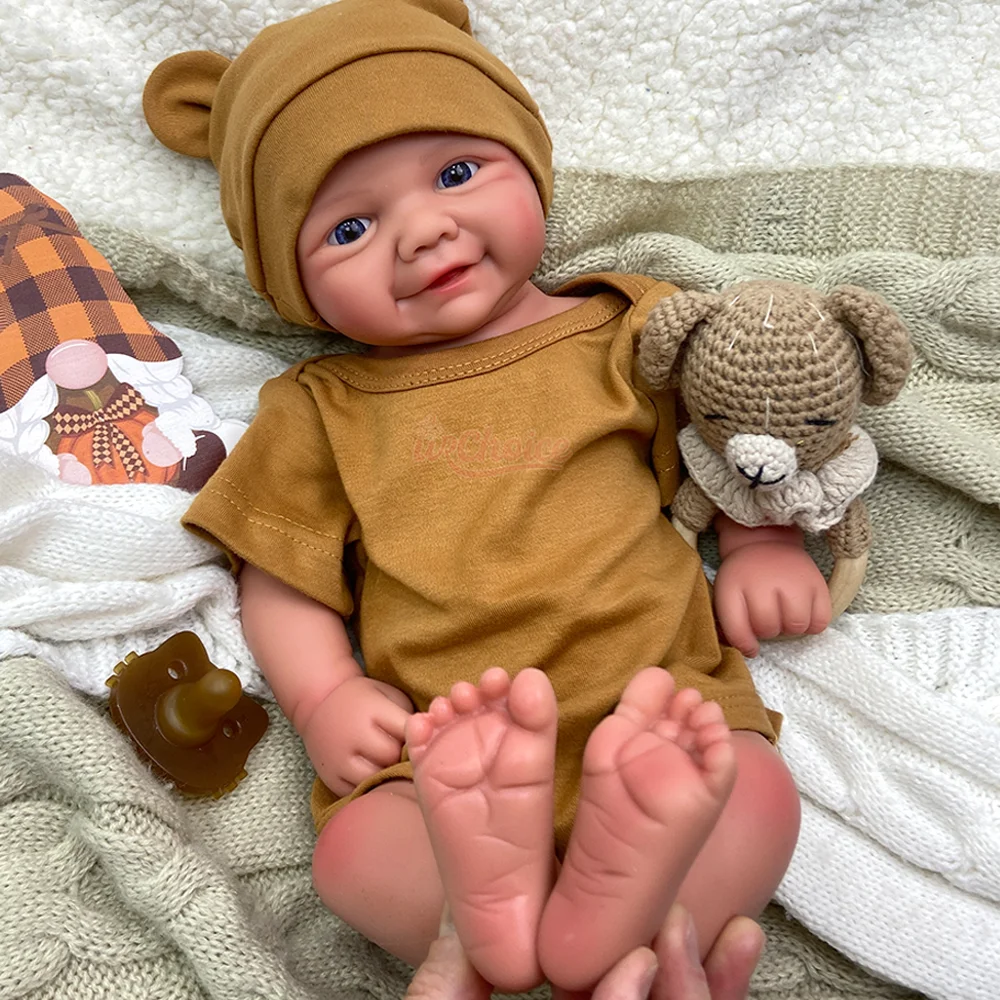 17 Zoll Weiche Silikon-Reborn-Babypuppe, Lebensechte Reborn-Kleinkindpuppe Vivienne, Realistische Babypuppe, Neugeborenen-Puppe Mädchen & Junge mit Blauen Augen